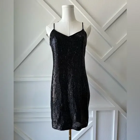 Vince Camuto Black Mini Sequin Cocktail Dress Size XS - Picture 2 of 9